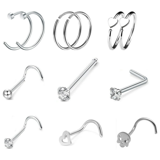 12Pcs Nose Rings 20G Cartilage Hoop Earrings Stainless Steel Screw CZ Studs Piercing Jewelry Set 12Pcs Nose Rings 20G Cartilage Hoop Earrings Stainless Steel Screw CZ Studs Piercing Jewelry Set